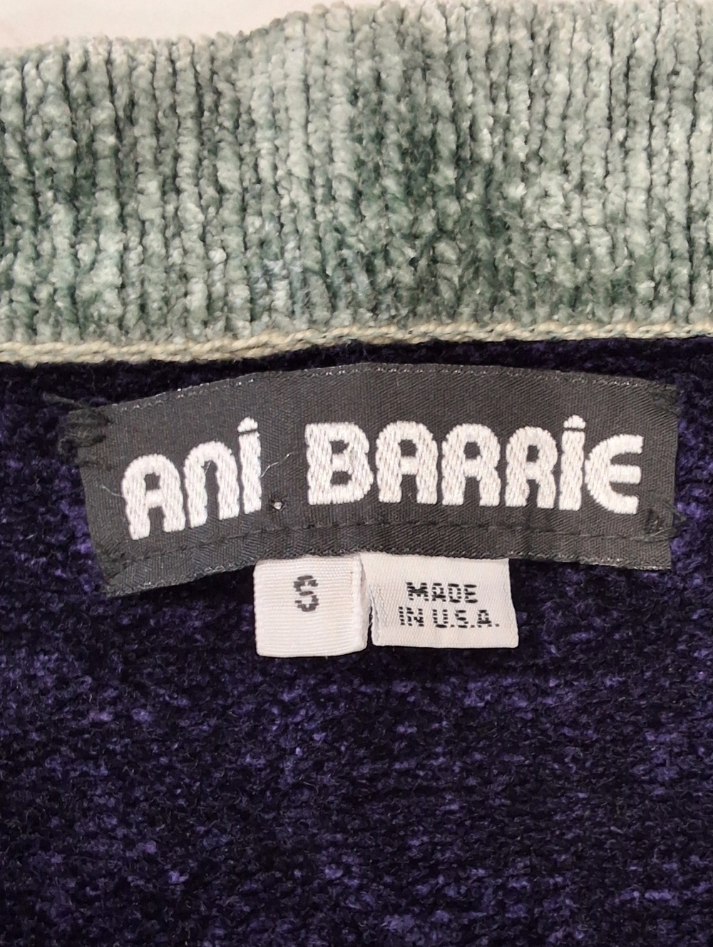 Ani Barrie~Womens VTG Multicolor Velvet Cardigan~Whimsical Purple Blue~Teacher~S - Picture 2 of 8